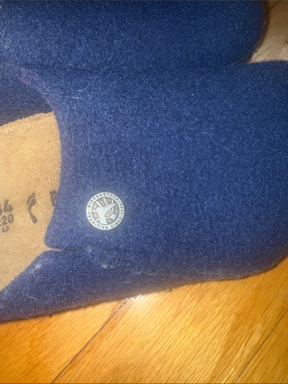 Birkenstock Zermatt Navy Wool Slip-On Slippers - Picture 3 of 4